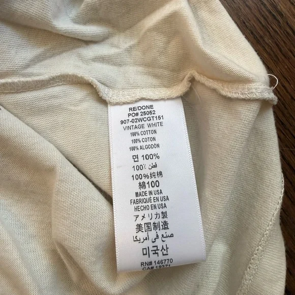 NWT Re/Done Cream Graphic Tee with “give me attention” Comic Print - Size Small - Picture 6 of 6